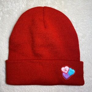 Jeffree Star Red Candy Heart Knit Beanie EUC